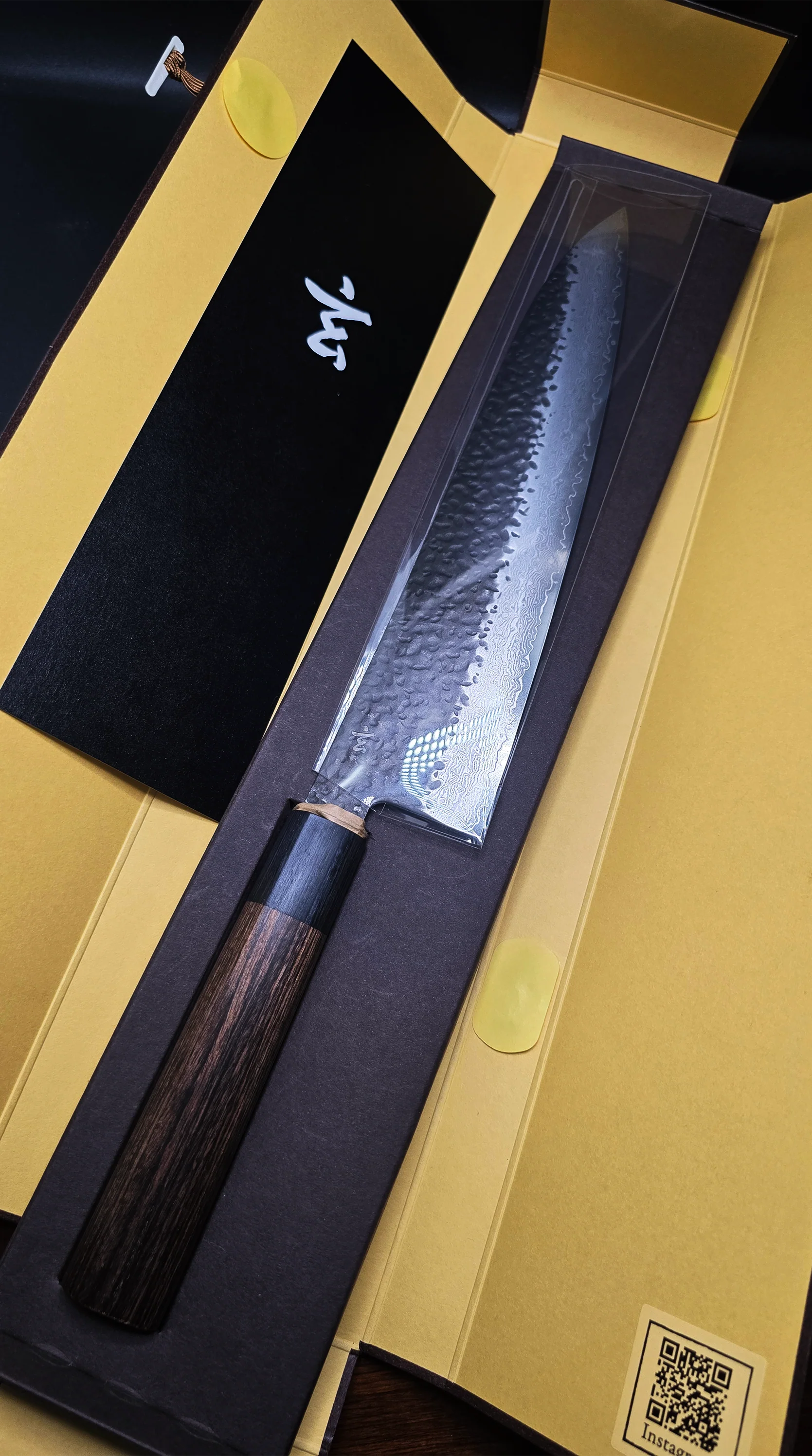 JAPONES: GYOUTO 240mm GEN BLACK DAMASCO NEGRO VG-10 MANGO EN PAKKAWOOD NEGRA - Image 4